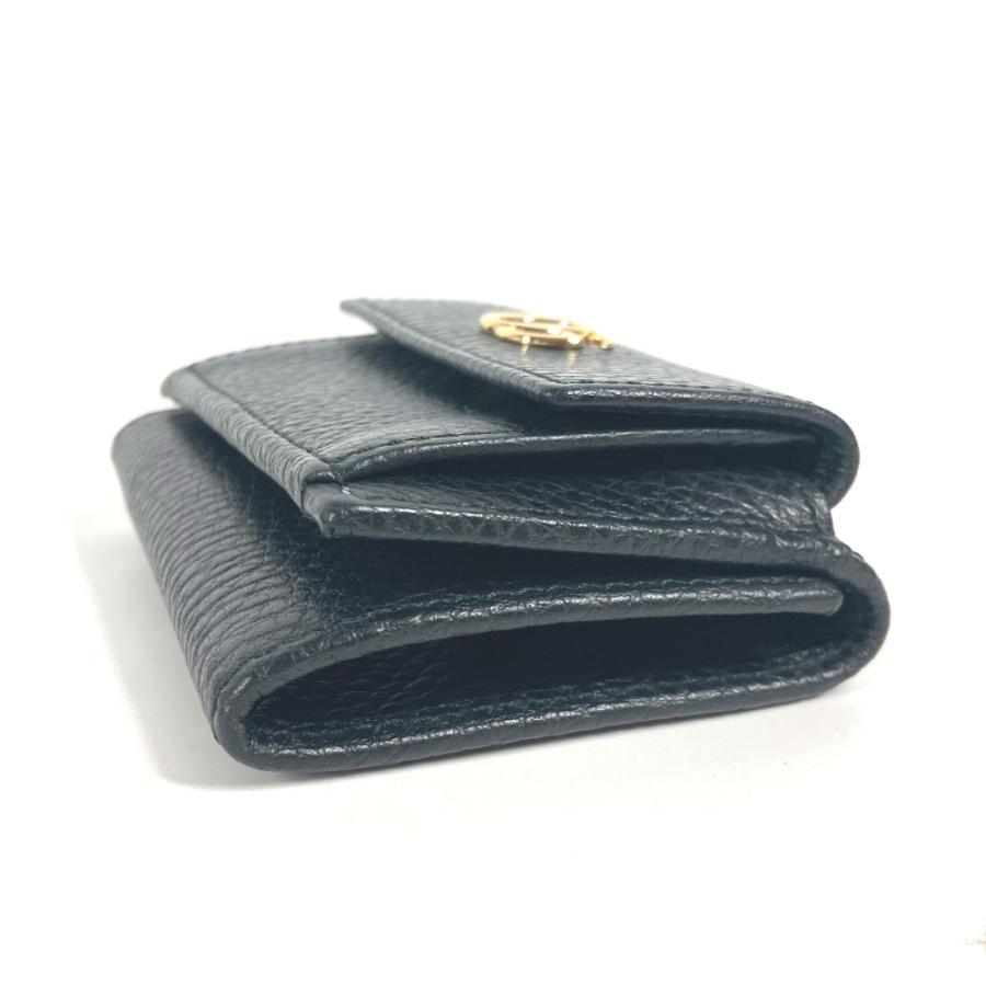 新品同様 GUCCI グッチ 523277 コンパクト ウォレット ミニ GGマーモント 3つ折り財布 ブラック レディース【中古】 | GUCCI | 02