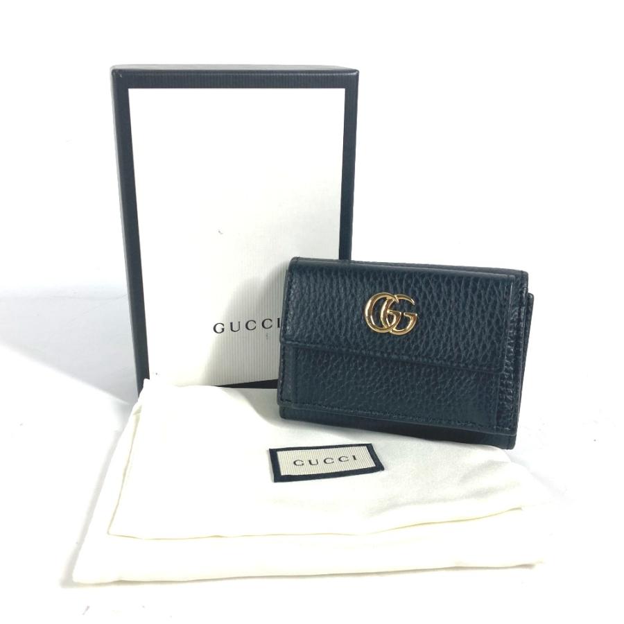 新品同様 GUCCI グッチ 523277 コンパクト ウォレット ミニ GGマーモント 3つ折り財布 ブラック レディース【中古】 | GUCCI | 08