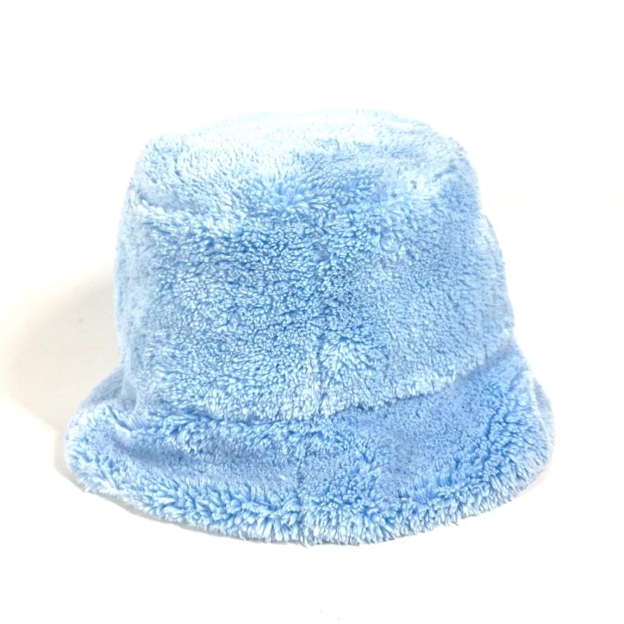 PRADA プラダ 1HC137 ロゴ バケットハット 帽子 パイル ファー ハット ブルー レディース【中古】 | PRADA | 03