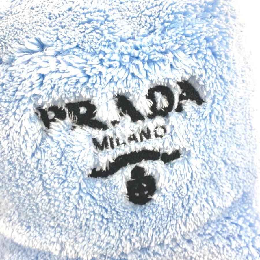 PRADA プラダ 1HC137 ロゴ バケットハット 帽子 パイル ファー ハット ブルー レディース【中古】 | PRADA | 05