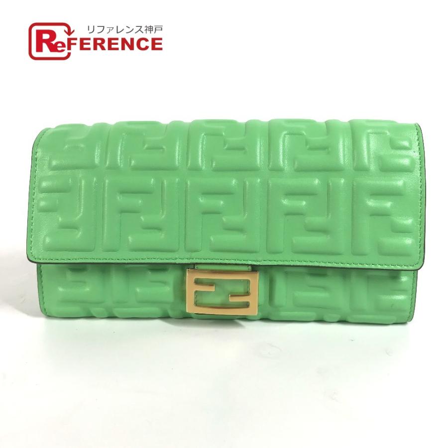未使用 FENDI フェンディ 8M0251 バゲット コンチネンタル フラップ 二つ折り ロングウォレット ズッカ 長財布 グリーン【中古】 | FENDI