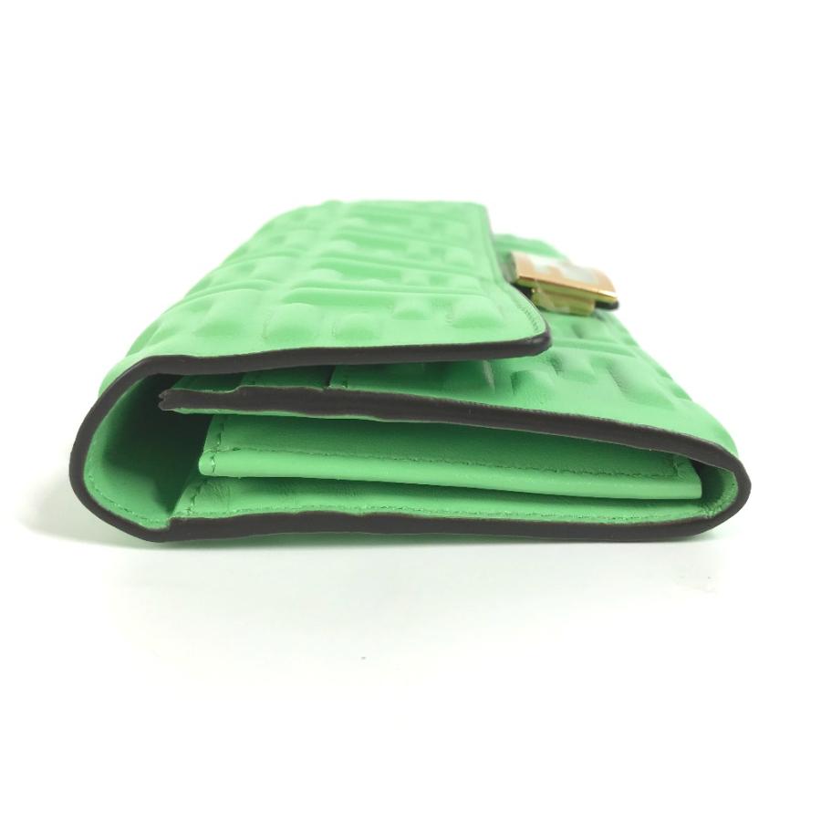 未使用 FENDI フェンディ 8M0251 バゲット コンチネンタル フラップ 二つ折り ロングウォレット ズッカ 長財布 グリーン【中古】 | FENDI | 03