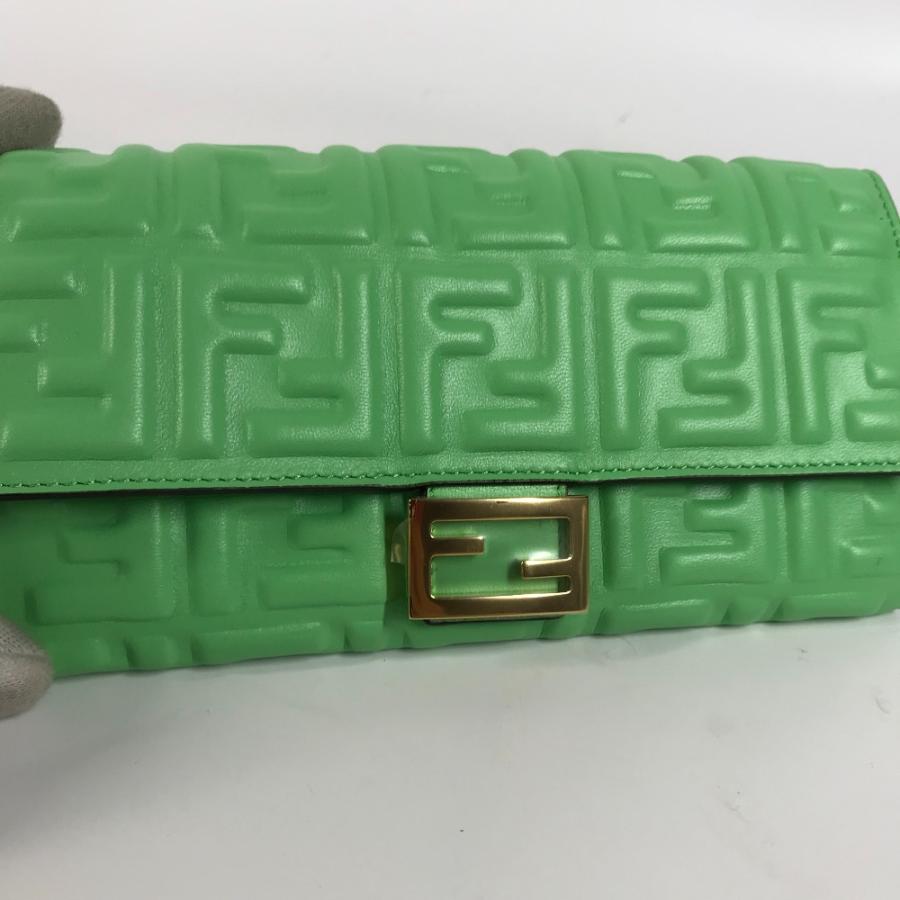 未使用 FENDI フェンディ 8M0251 バゲット コンチネンタル フラップ 二つ折り ロングウォレット ズッカ 長財布 グリーン【中古】 | FENDI | 04