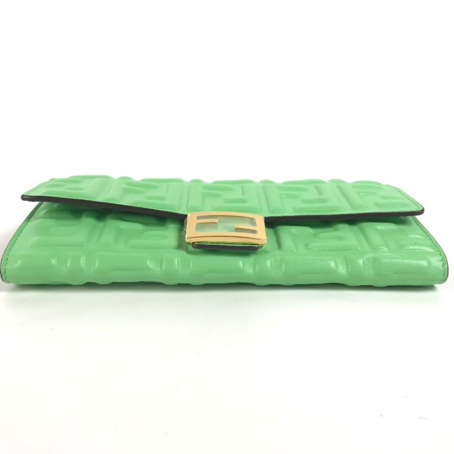 未使用 FENDI フェンディ 8M0251 バゲット コンチネンタル フラップ 二つ折り ロングウォレット ズッカ 長財布 グリーン【中古】 | FENDI | 05