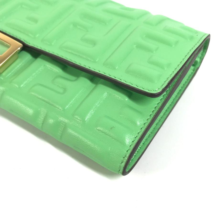 未使用 FENDI フェンディ 8M0251 バゲット コンチネンタル フラップ 二つ折り ロングウォレット ズッカ 長財布 グリーン【中古】 | FENDI | 06