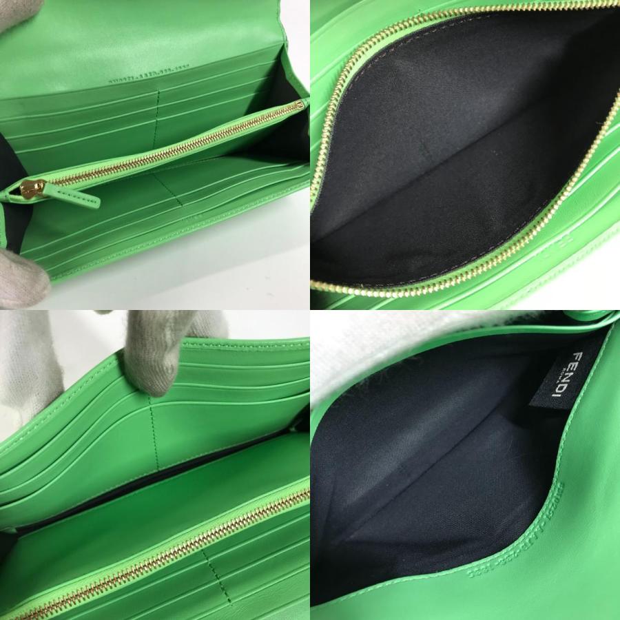 未使用 FENDI フェンディ 8M0251 バゲット コンチネンタル フラップ 二つ折り ロングウォレット ズッカ 長財布 グリーン【中古】 | FENDI | 08