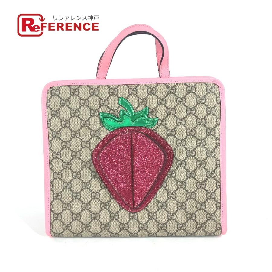 未使用 GUCCI グッチ 630589 ストロベリー イチゴ カバン トートバッグ チルドレンズ GGスプリーム ハンドバッグ ピンク キッズ【中古】 | GUCCI