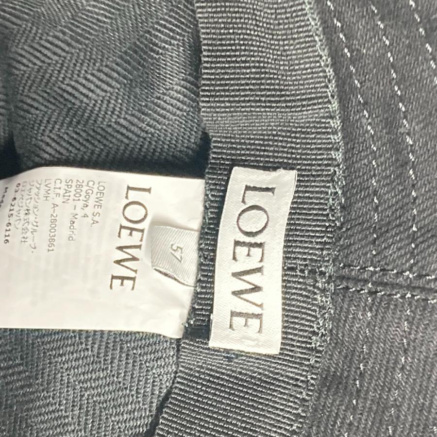 未使用 LOEWE ロエベ K820HB1X20 ロゴ レザーパッチ 革タグ バケットハット 帽子 ステッチブリム フリンジエッジ ハット ブラック【中古】 | LOEWE | 08