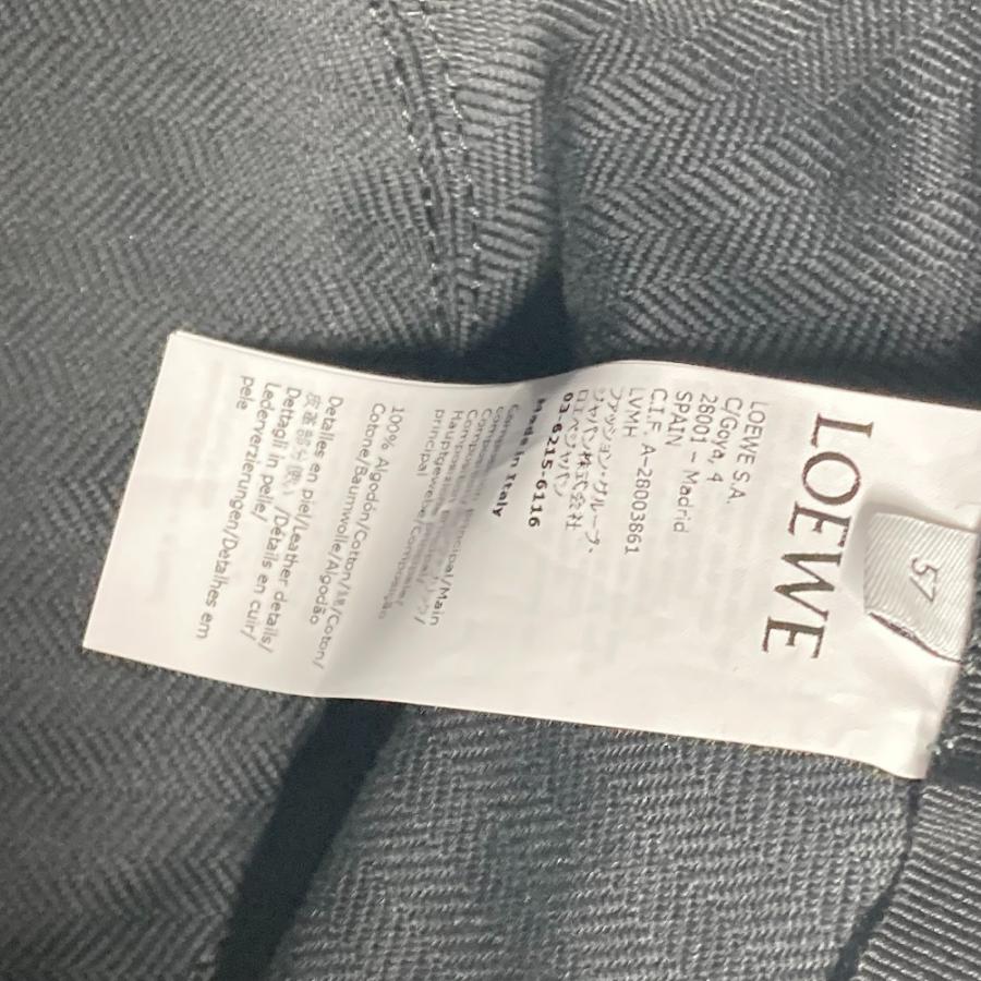 未使用 LOEWE ロエベ K820HB1X20 ロゴ レザーパッチ 革タグ バケットハット 帽子 ステッチブリム フリンジエッジ ハット ブラック【中古】 | LOEWE | 09
