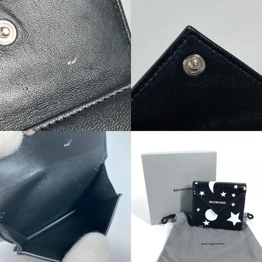 未使用 BALENCIAGA バレンシアガ 637450 PAPIER FLAP ペーパー フラップ コンパクトウォレット ロゴ スター 星 3つ折り財布.【中古】 | BALENCIAGA | 09