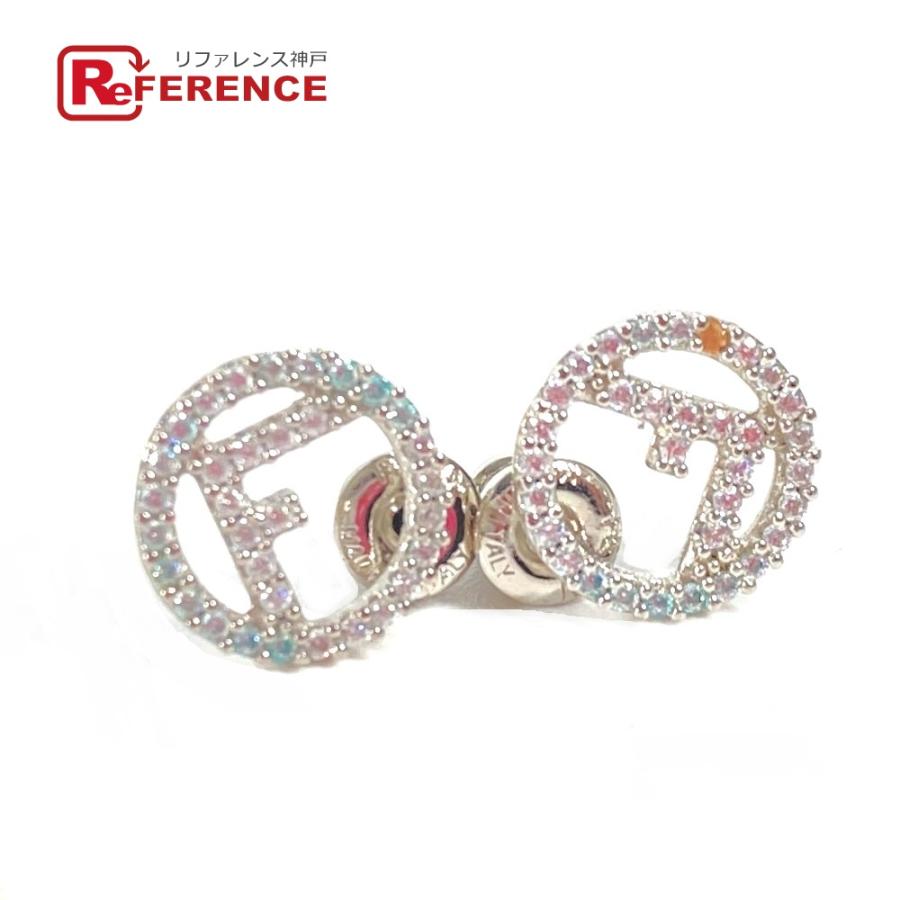 新品同様 FENDI フェンディ エフイズ ロゴ アクセサリー ラインストーン ピアス シルバー×ブルー レディース.【中古】 | FENDI