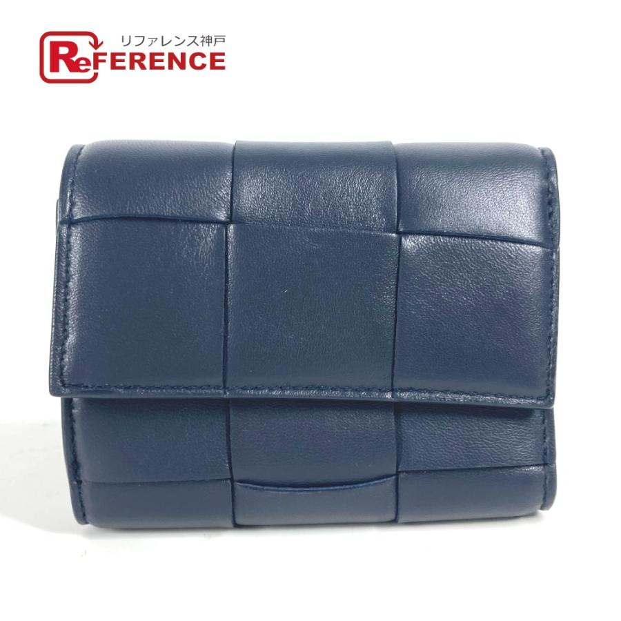 BOTTEGA VENETA ボッテガヴェネタ 651372 カセット 三つ折りファスナーウォレット イントレチャート 3つ折り財布 ブラック【中古】 | 