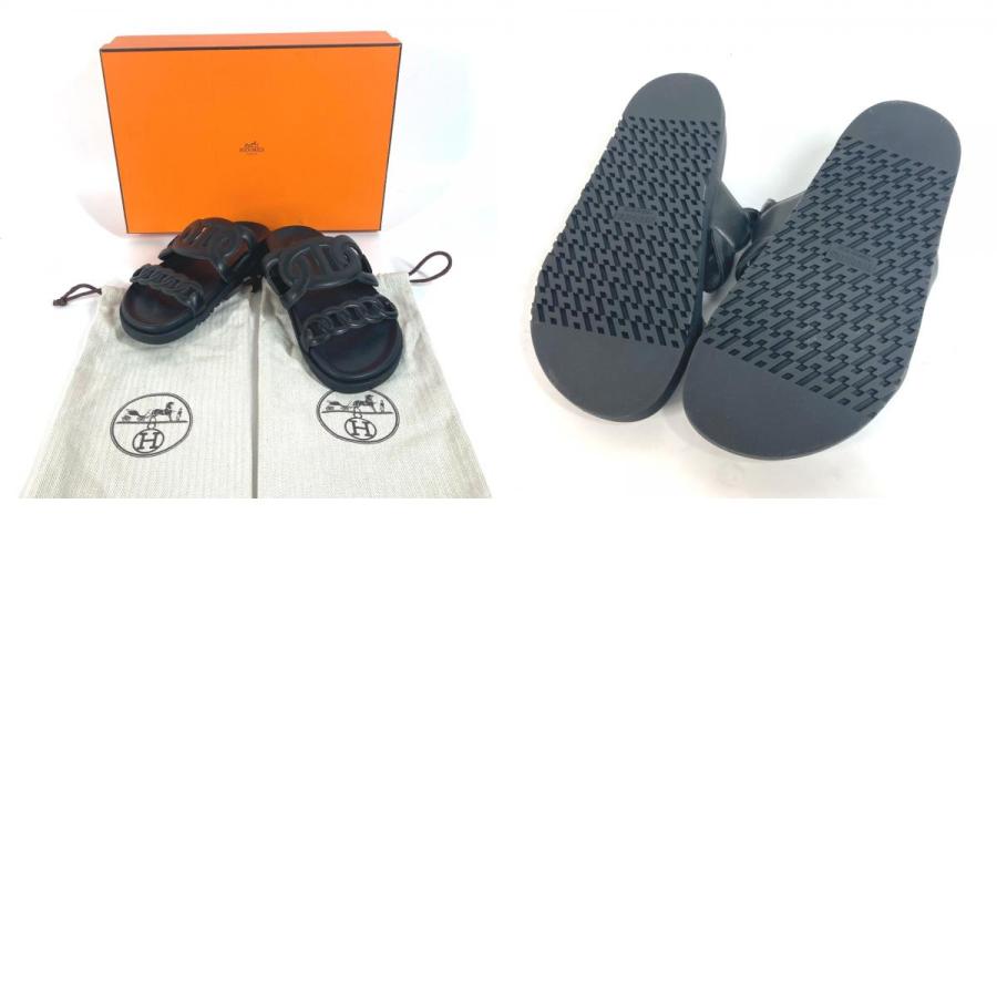 HERMES エルメス エクストラ 靴 シューズ シェーヌダンクル フラットサンダル サンダル ブラック レディース【中古】 | HERMES | 09