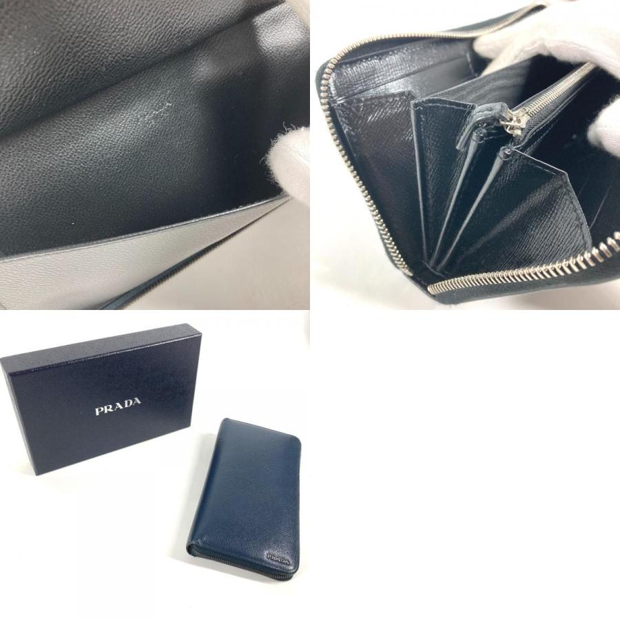 PRADA プラダ 2ML220 トラベルケース ラウンドファスナー ロングウォレット ロゴ 長財布 ネイビー メンズ【中古】 | PRADA | 09