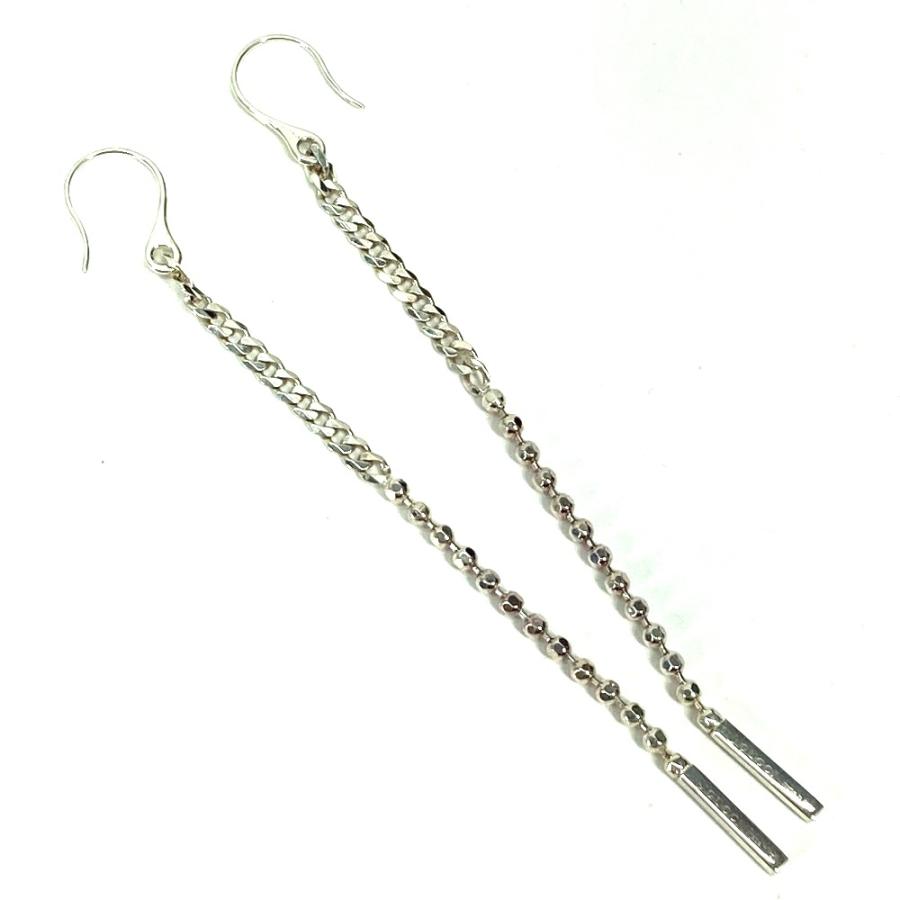 GUCCI グッチ ラリアット ロング スウィング ドロップ アクセサリー フック チェーン ロゴバー ピアス シルバー レディース.【中古】 | GUCCI | 05