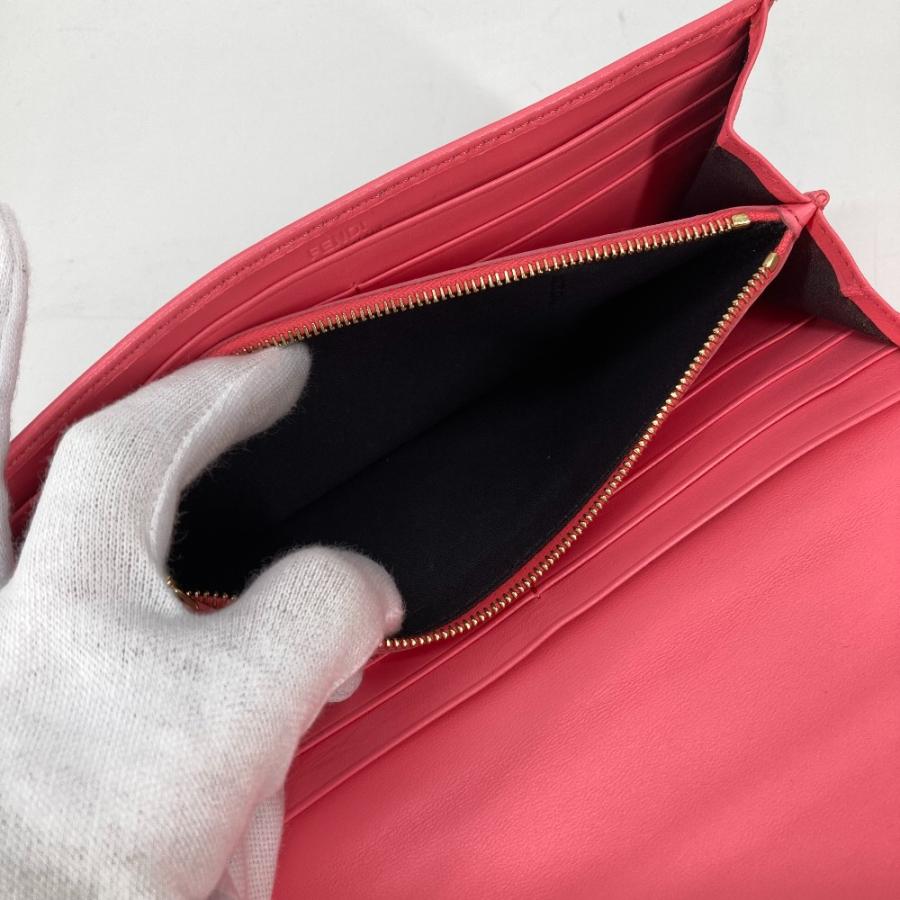 美品 FENDI フェンディ 8M0251 バゲット コンチネンタル フラップ 二つ折り ロングウォレット ズッカ 長財布 ピンク レディース【中古】 | FENDI | 06