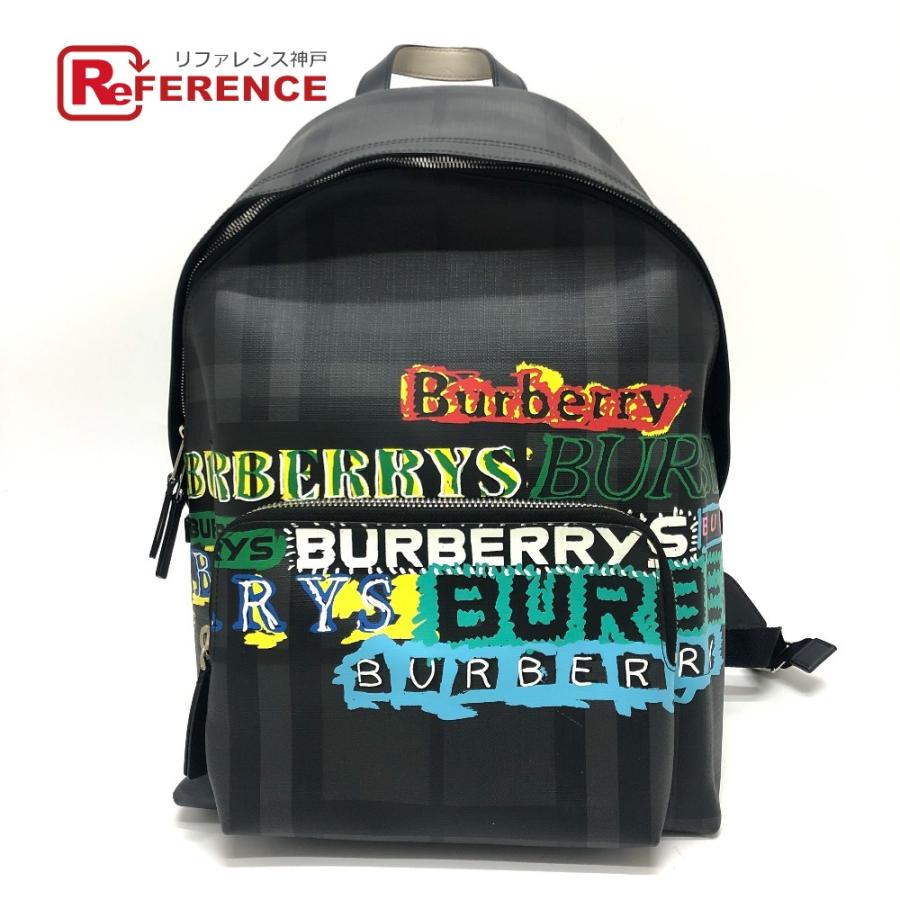 新品同様 BURBERRY バーバリー グラフィック チェック リュックサック バック  リュックサック グレー レディース【中古】 | BURBERRY