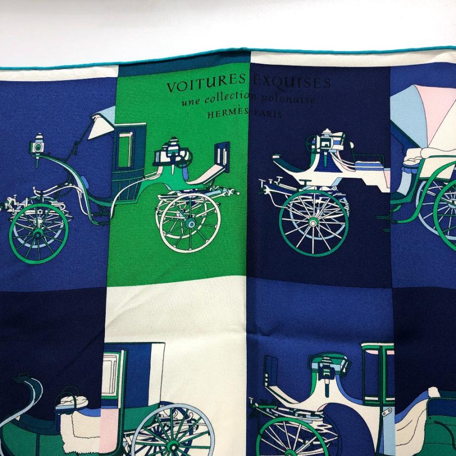 美品 HERMES エルメス カレ90 Voitures Exquises 精巧な馬車 スカーフ スカーフ グリーン レディース【中古】 | HERMES | 02