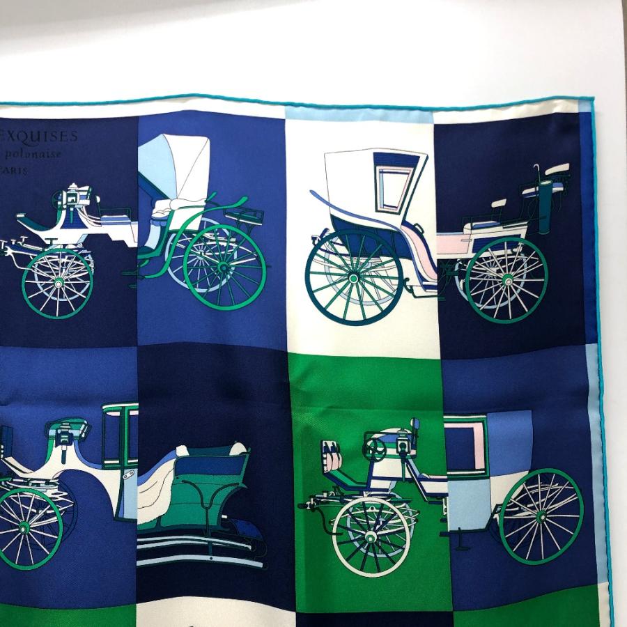 美品 HERMES エルメス カレ90 Voitures Exquises 精巧な馬車 スカーフ スカーフ グリーン レディース【中古】 | HERMES | 03