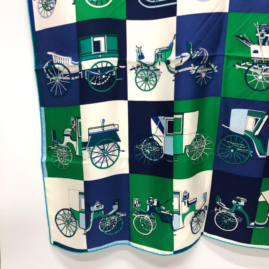美品 HERMES エルメス カレ90 Voitures Exquises 精巧な馬車 スカーフ スカーフ グリーン レディース【中古】 | HERMES | 05