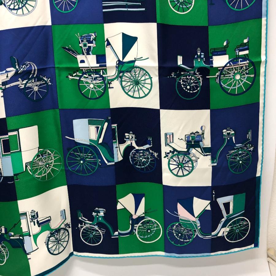 美品 HERMES エルメス カレ90 Voitures Exquises 精巧な馬車 スカーフ スカーフ グリーン レディース【中古】 | HERMES | 06