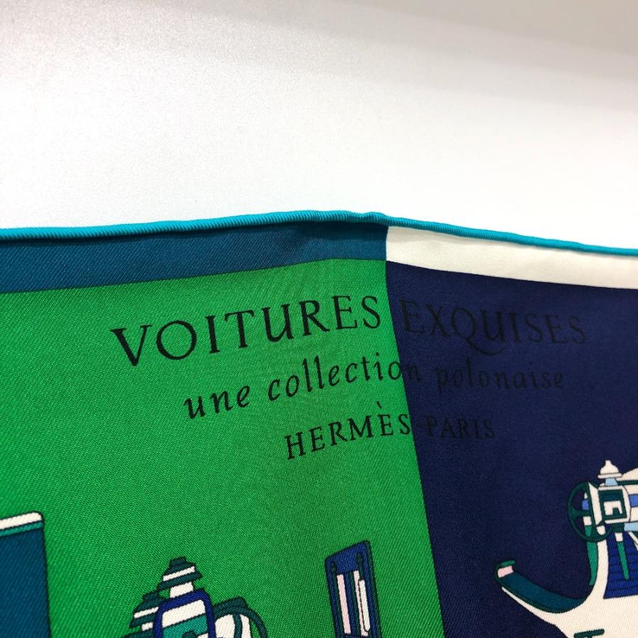 美品 HERMES エルメス カレ90 Voitures Exquises 精巧な馬車 スカーフ スカーフ グリーン レディース【中古】 | HERMES | 07