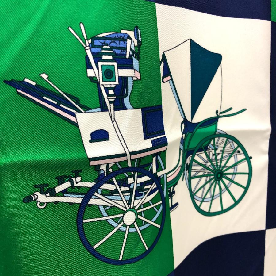 美品 HERMES エルメス カレ90 Voitures Exquises 精巧な馬車 スカーフ スカーフ グリーン レディース【中古】 | HERMES | 08