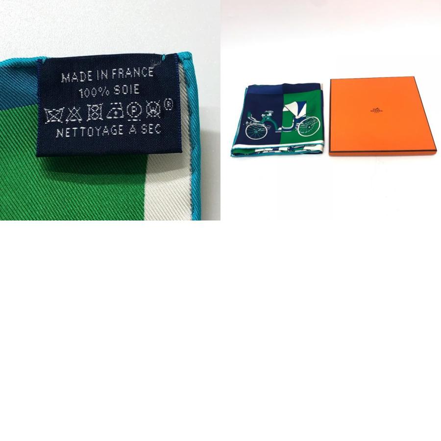 美品 HERMES エルメス カレ90 Voitures Exquises 精巧な馬車 スカーフ スカーフ グリーン レディース【中古】 | HERMES | 09