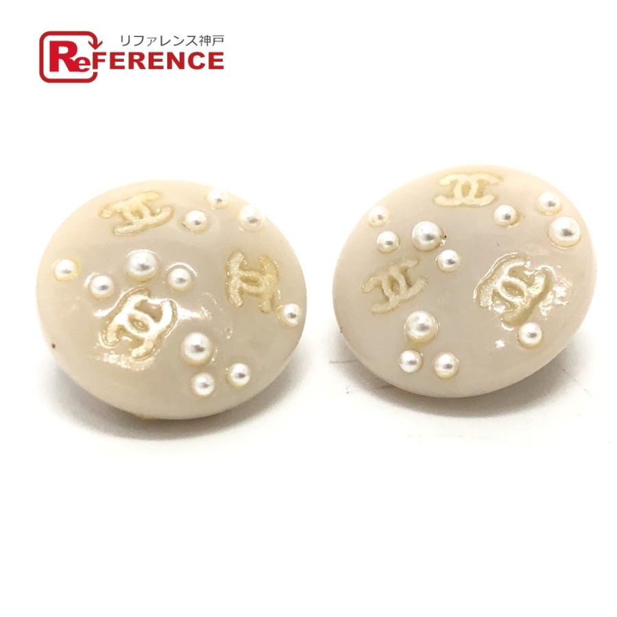 CHANEL シャネル CC ココマーク フェイクパール ラウンド イヤリング ピアス 小物 03P イヤリング ベージュ レディース【中古】 | CHANEL