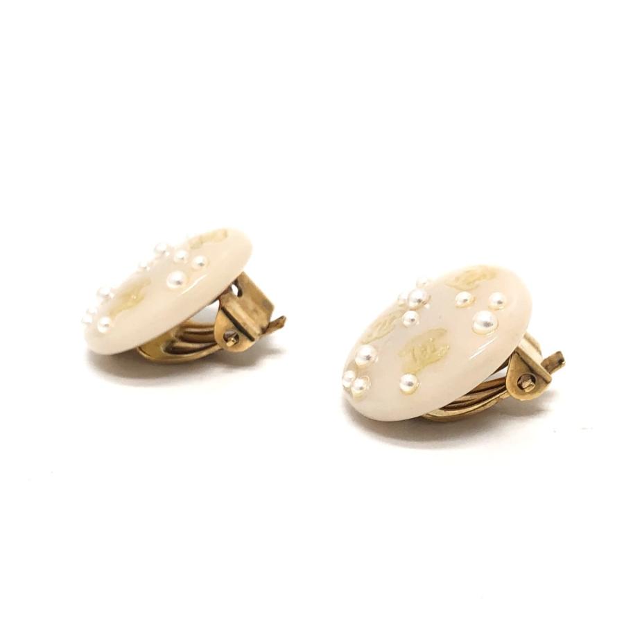 CHANEL シャネル CC ココマーク フェイクパール ラウンド イヤリング ピアス 小物 03P イヤリング ベージュ レディース【中古】 | CHANEL | 01