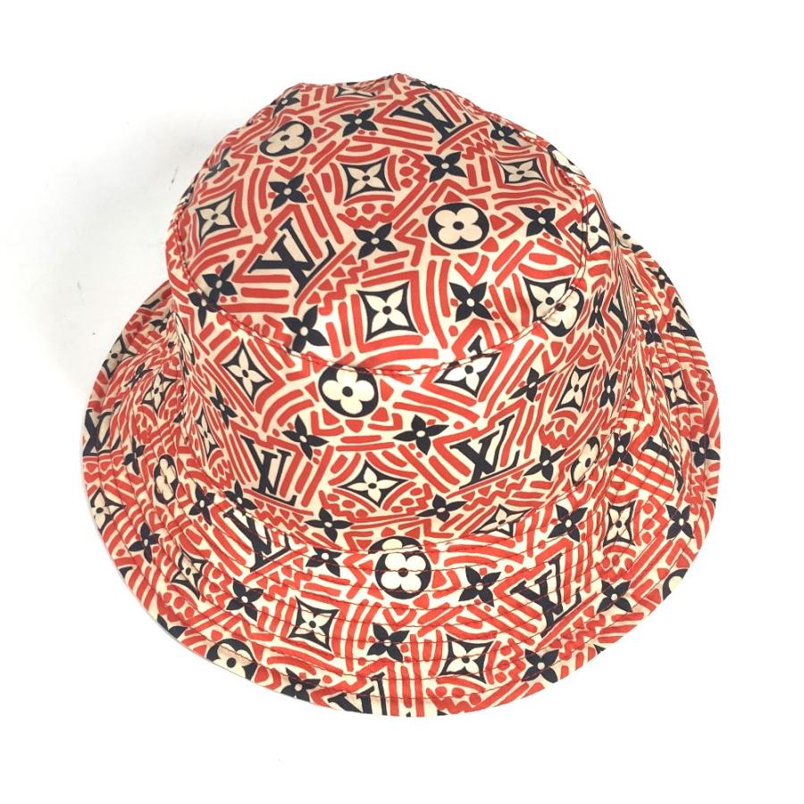 美品 LOUIS VUITTON ルイヴィトン M76536 クレーム ルージュ モノグラム 帽子 バケットハット ボブハット ハット帽 ハット レッド 【中古】_4