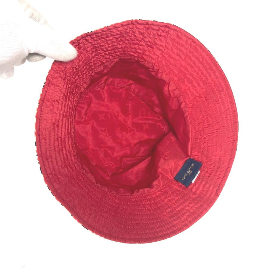 美品 LOUIS VUITTON ルイヴィトン M76536 クレーム ルージュ モノグラム 帽子 バケットハット ボブハット ハット帽 ハット レッド 【中古】_5