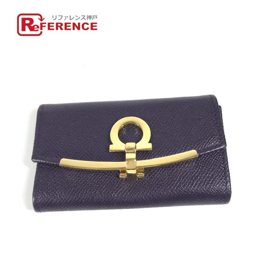 Salvatore Ferragamo サルヴァトーレフェラガモ 22D151 ガンチーニ クリップ式 三つ折り キーリング 鍵 6連 キーケース パープル【中古】 | 