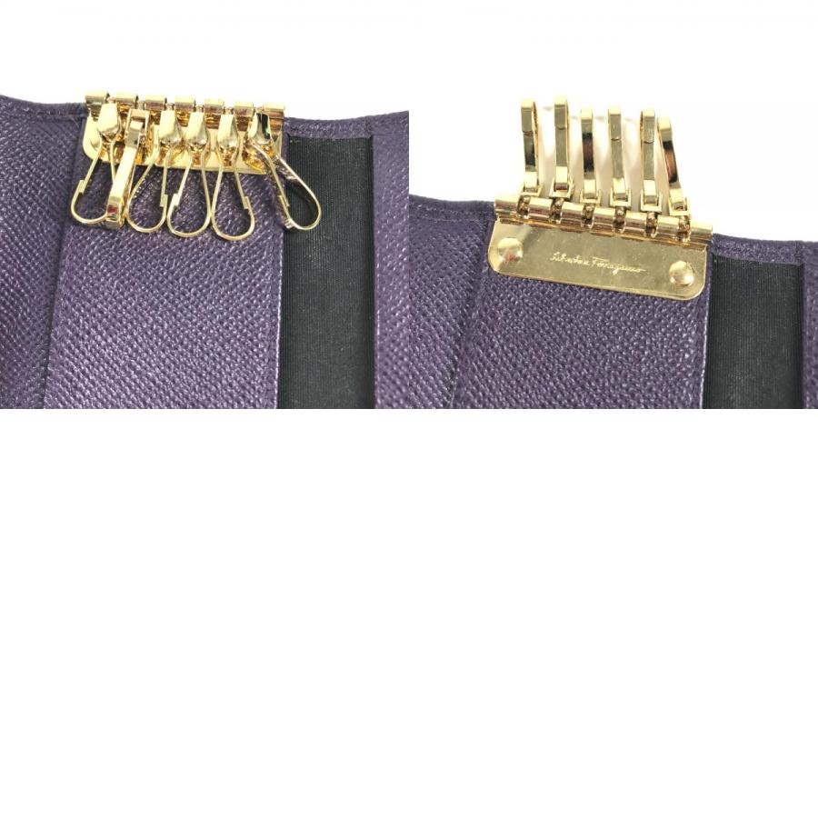 Salvatore Ferragamo サルヴァトーレフェラガモ 22D151 ガンチーニ クリップ式 三つ折り キーリング 鍵 6連 キーケース パープル【中古】 |  | 09