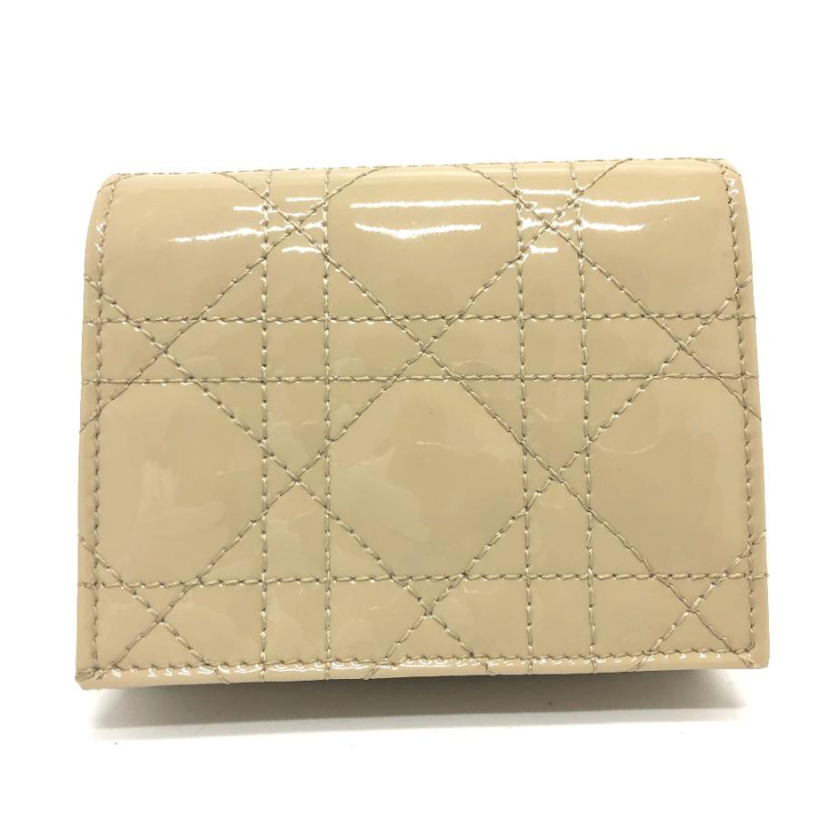 未使用 Dior ディオール レディディオール LADY DIOR ミニウォレット コンパクト 二つ折り財布 財布 ベージュ レディース【中古】 |  | 01