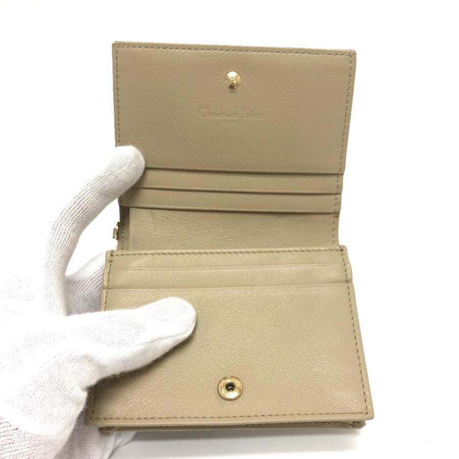 未使用 Dior ディオール レディディオール LADY DIOR ミニウォレット コンパクト 二つ折り財布 財布 ベージュ レディース【中古】 |  | 06