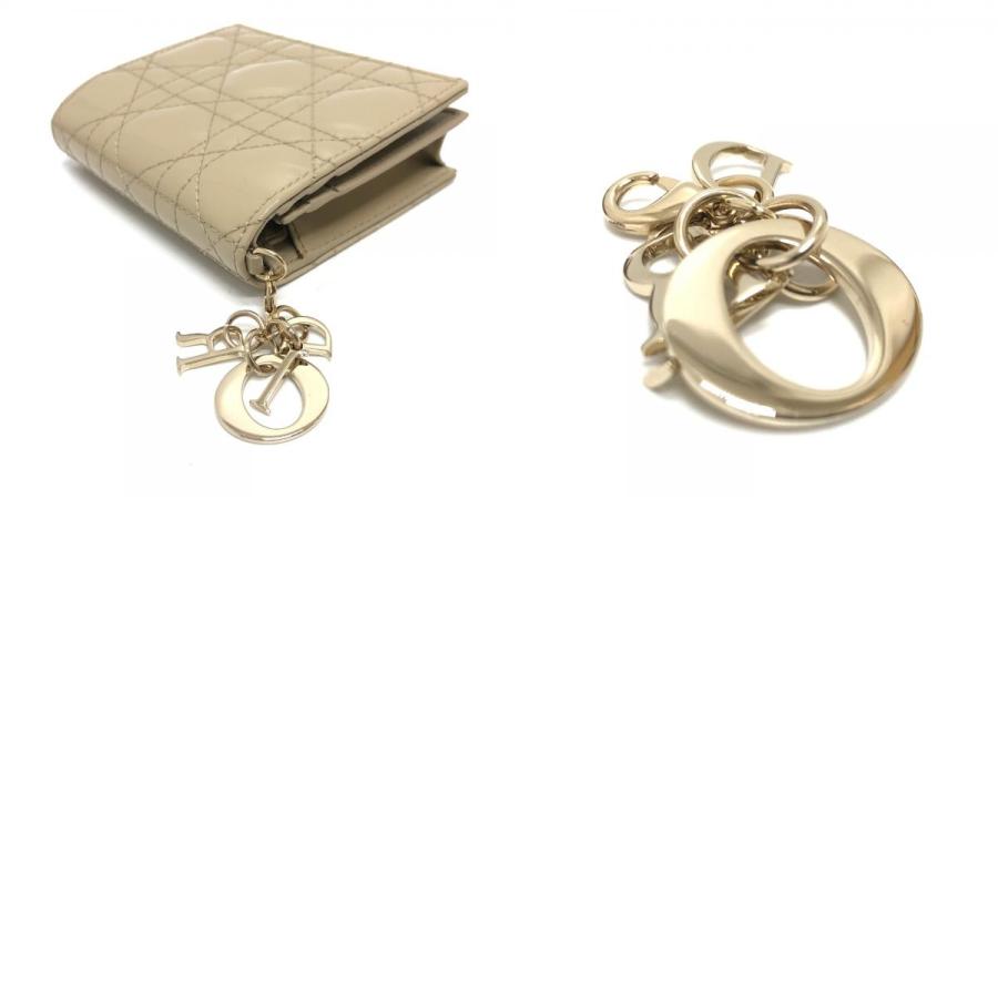 未使用 Dior ディオール レディディオール LADY DIOR ミニウォレット コンパクト 二つ折り財布 財布 ベージュ レディース【中古】 |  | 09