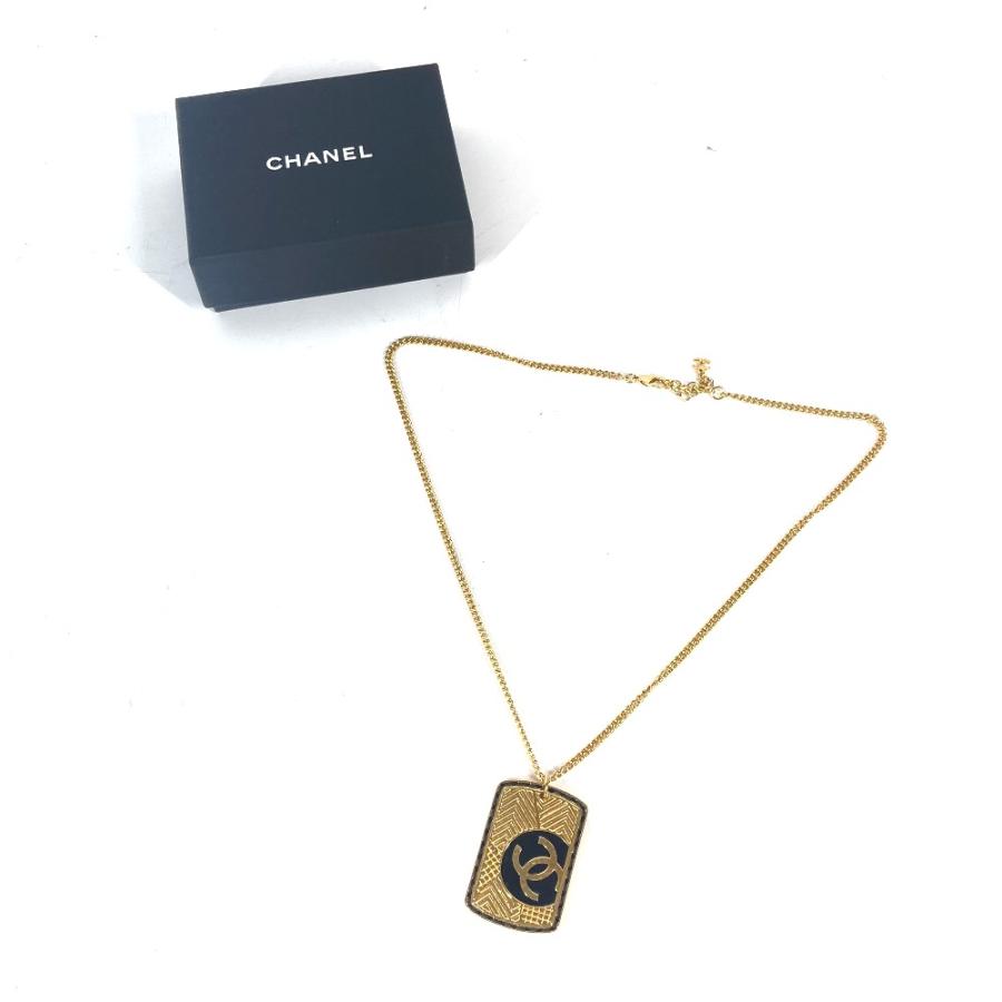 美品 CHANEL シャネル ココマーク CC ドッグタグ プレート アクセサリー チェーンネックレス B24C  ネックレス ゴールド【中古】 | CHANEL | 08