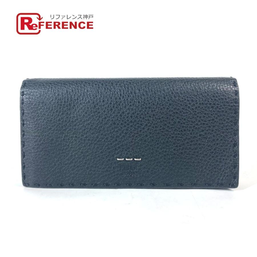 新品同様 FENDI フェンディ 7M0186 セレリア 二つ折り ロングウォレット ステッチ 長財布 ブラック ユニセックス【中古】 | FENDI