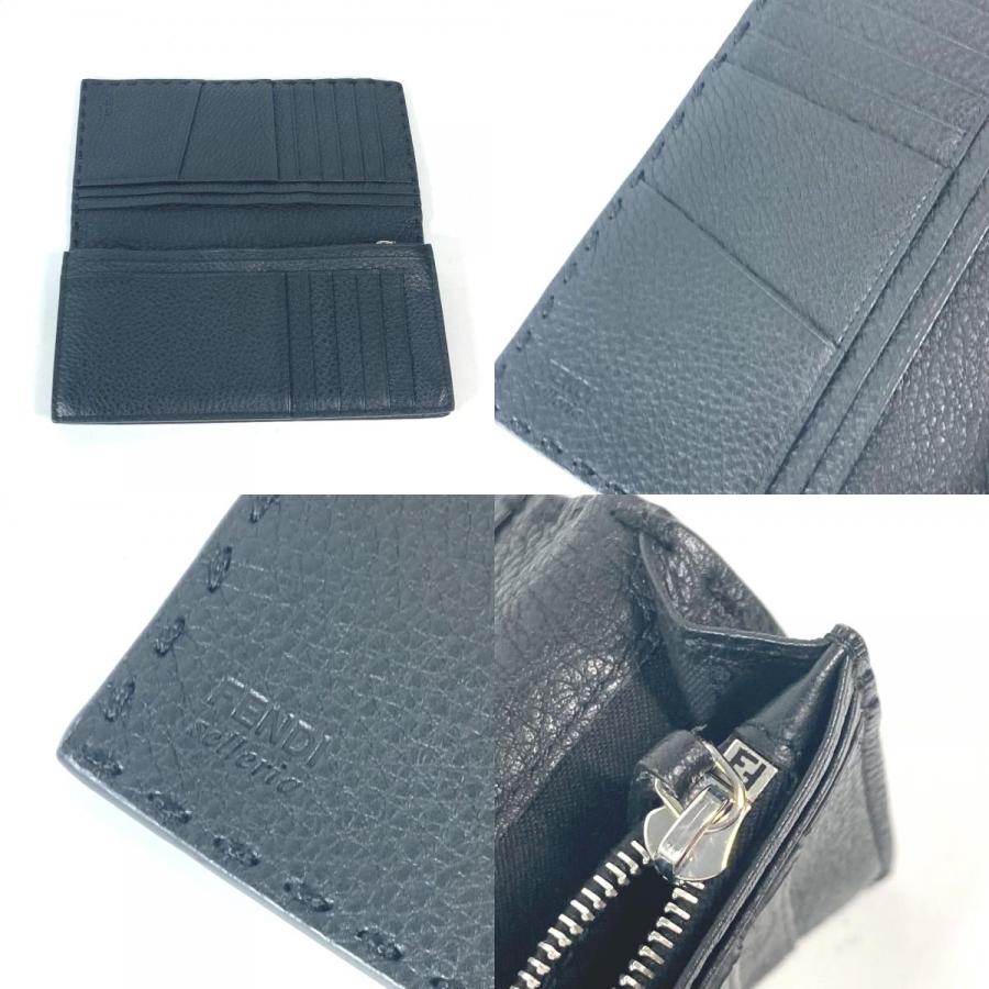 新品同様 FENDI フェンディ 7M0186 セレリア 二つ折り ロングウォレット ステッチ 長財布 ブラック ユニセックス【中古】 | FENDI | 07