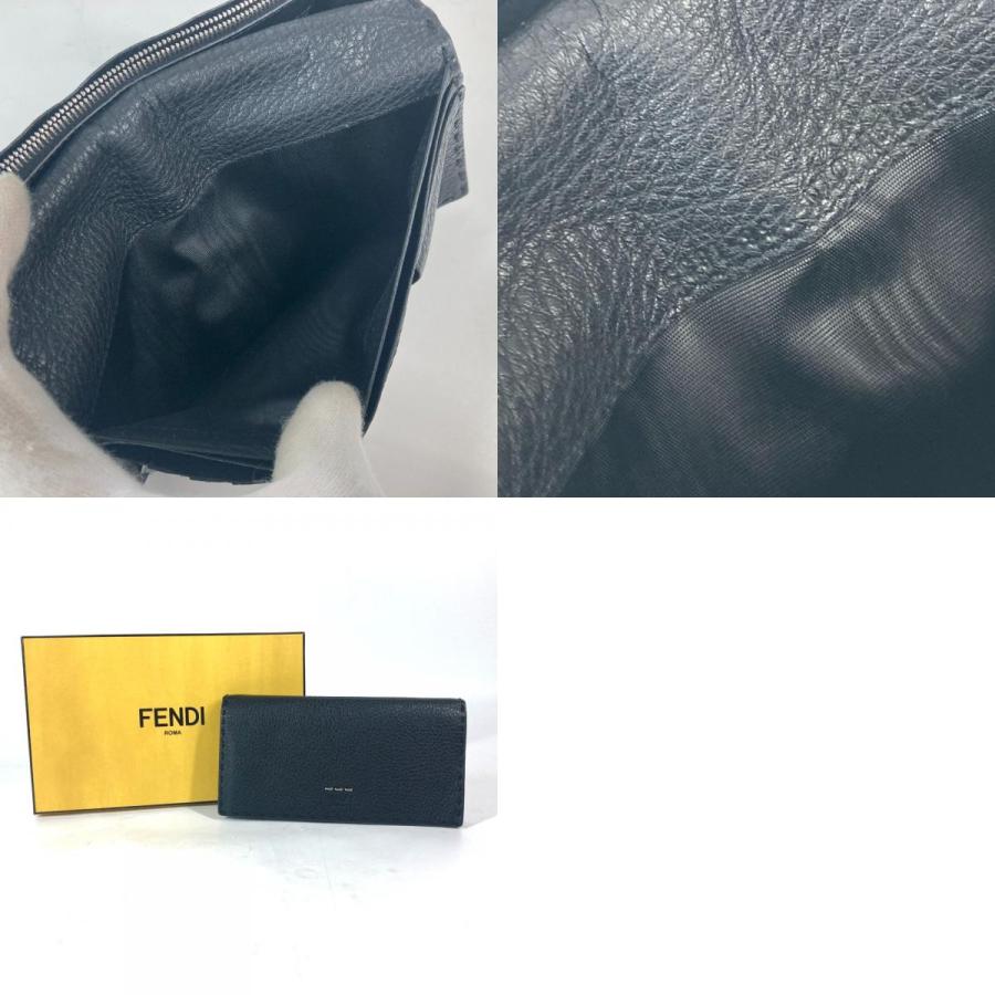 新品同様 FENDI フェンディ 7M0186 セレリア 二つ折り ロングウォレット ステッチ 長財布 ブラック ユニセックス【中古】 | FENDI | 09