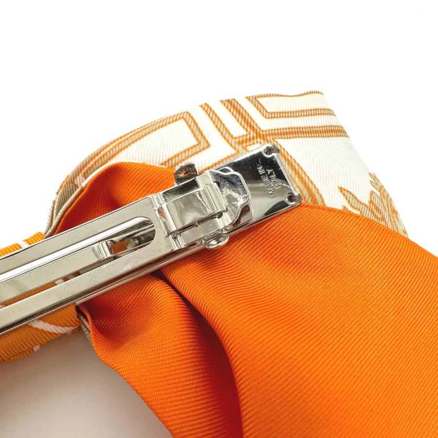 未使用 HERMES エルメス グルネル エクスリブリス ヘアアクセサリー リボン バレッタ オレンジ×ベージュ×ホワイト レディース【中古】 | HERMES | 06