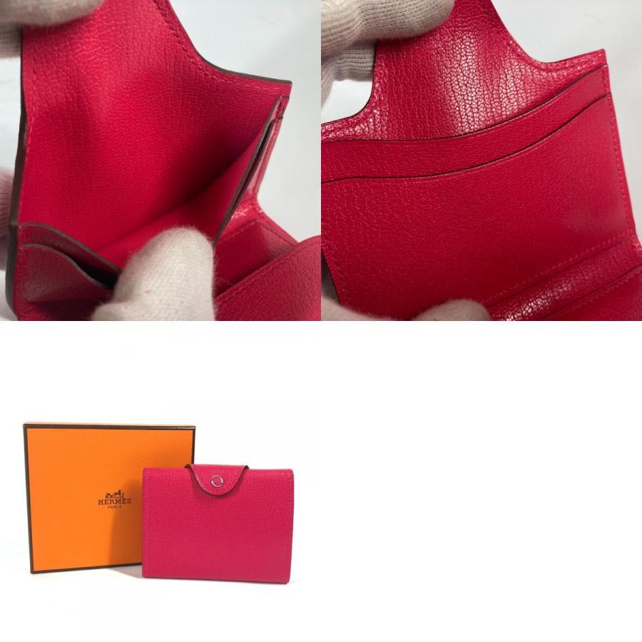 未使用 HERMES エルメス イリアード コンパクト コインケース カードケース  セリエ 2つ折り財布 ローズエクストレーム ピンク【中古】 | HERMES | 09