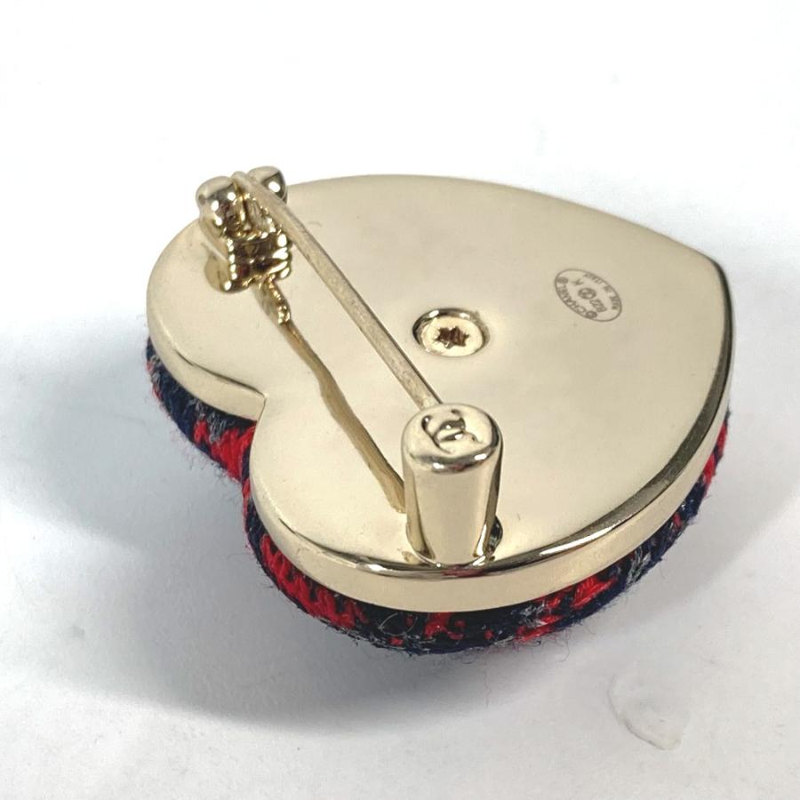 CHANEL シャネル ハート ココマーク CC アクセサリー B22K ブローチ ネイビー×レッド レディース【中古】 | CHANEL | 07