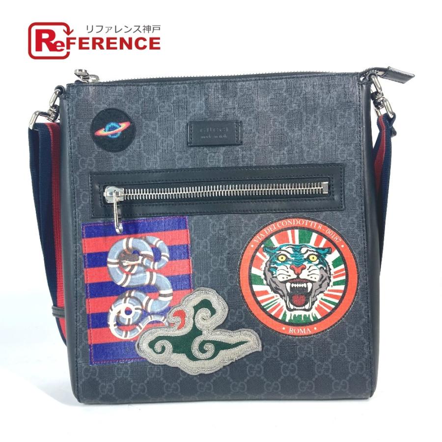GUCCI グッチ 474137 クーリエ 斜め掛け カバン メッセンジャーバッグ GG スネーク タイガー ワッペン ショルダーバッグ ブラック【中古】 | GUCCI