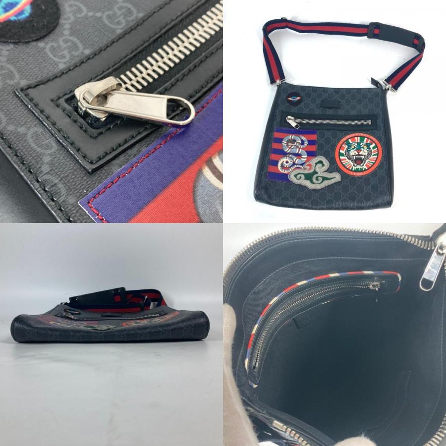GUCCI グッチ 474137 クーリエ 斜め掛け カバン メッセンジャーバッグ GG スネーク タイガー ワッペン ショルダーバッグ ブラック【中古】 | GUCCI | 08