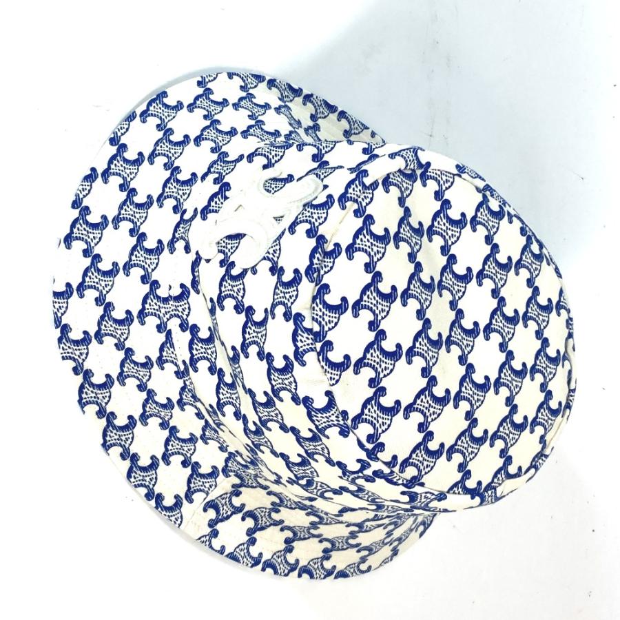 未使用 CELINE セリーヌ 2AUE5460U トリオンフ ハット帽 帽子 バケットハット ボブハット モノグラム ハット ホワイト×ブルー【中古】 | CELINE | 05