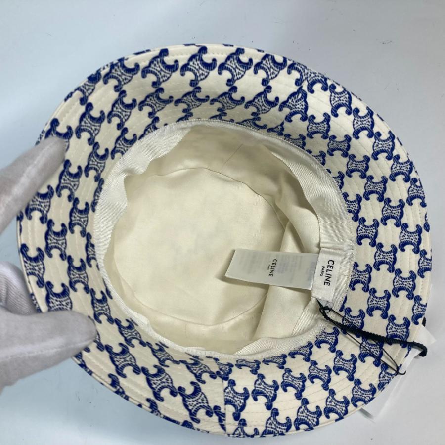 未使用 CELINE セリーヌ 2AUE5460U トリオンフ ハット帽 帽子 バケットハット ボブハット モノグラム ハット ホワイト×ブルー【中古】 | CELINE | 07