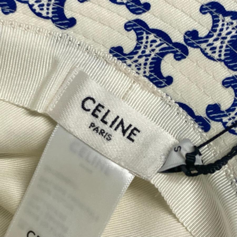 未使用 CELINE セリーヌ 2AUE5460U トリオンフ ハット帽 帽子 バケットハット ボブハット モノグラム ハット ホワイト×ブルー【中古】 | CELINE | 08