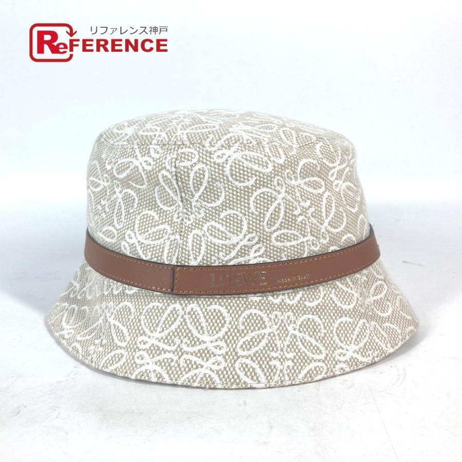 未使用 LOEWE ロエベ K820HB1X41 ロゴ  バケットハット 帽子 ハット帽 ボブハット アナグラムジャカード ハット ベージュ系【中古】 | LOEWE